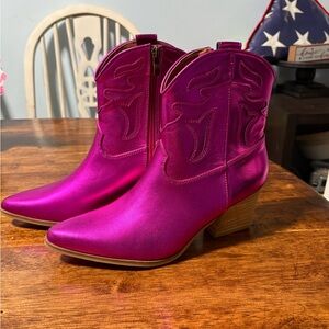 BEAST FASHION Pink Ankle Boots Western Style